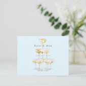 Champagne Modern Ice Blue Bruiloft Save the Date Briefkaart (Staand voorkant)