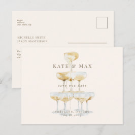Champagne moderne crème bruiloft Save the Date Briefkaart