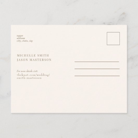 Champagne moderne crème bruiloft Save the Date Briefkaart (Achterkant)