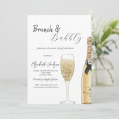 Champagne Moet Fles Glas Brunch & Bubbelwijn Kaart (Staand voorkant)