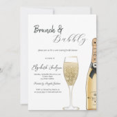 Champagne Moet Fles Glas Brunch & Bubble Kaart (Voorkant)