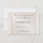 Champagne Monogram Damask RSVP Reply Invitation Kaartje (Achterkant)