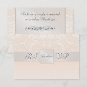 Champagne Monogram Damask RSVP Reply Invitation Kaartje (Voorkant / Achterkant)