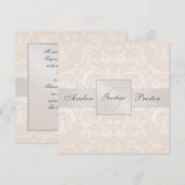 Champagne Monogram Damask Wedding Invitation Kaart (Voorkant / Achterkant)