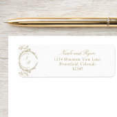 Champagne Monogram Elegant Wedding Retour Adres Etiket