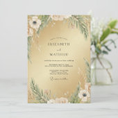 Champagne Mos Bloemen Bruiloft Kaart (Staand voorkant)