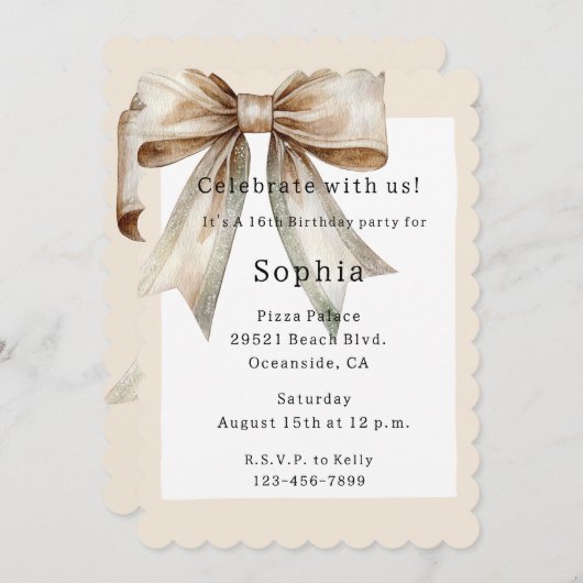 Champagne Moss Bow 16e verjaardag Kaart