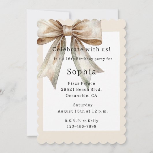 Champagne Moss Bow 16e verjaardag Kaart