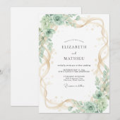 Champagne Munt Succulent Eucalyptus Bruiloft Kaart (Voorkant / Achterkant)