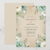 Champagne Muntblad Eucalyptus Bruiloft Kaart (Voorkant / Achterkant)
