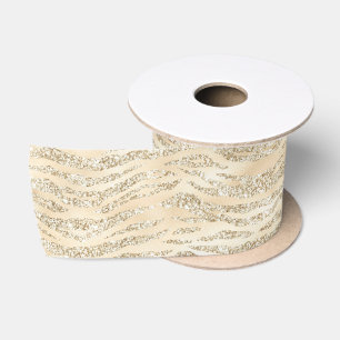Champagne Nep Glitter Zebra Strepen Satijnen Lint