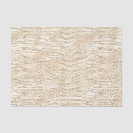 Champagne Nep Glitter Zebra Strepen Tissuepapier (Voorkant)