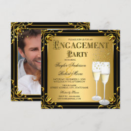 Champagne Nepgoud Zwart Trouwfeest Foto Kaart