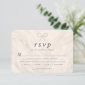 Champagne Neutral Pearl Bow Meal Choice RSVP Card (Staand voorkant)