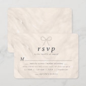 Champagne Neutral Pearl Bow Meal Choice RSVP Card Kaartje (Voorkant / Achterkant)