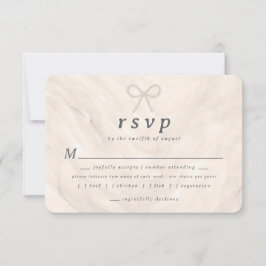 Champagne Neutral Pearl Bow Meal Choice RSVP Card Kaartje