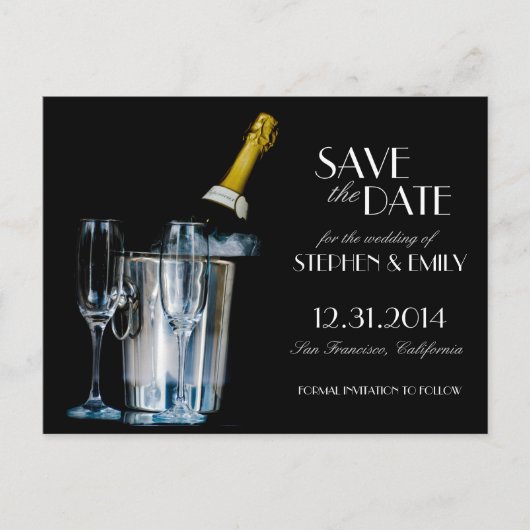 Champagne New Years Eve Formal Save the Date Aankondigingskaart (Voorkant)
