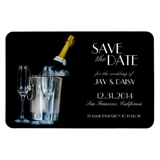 Champagne New Years Eve Formal Save the Date Magneet (Horizontaal)