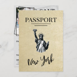 Champagne New York City Passport Bewaar de datum Save The Date