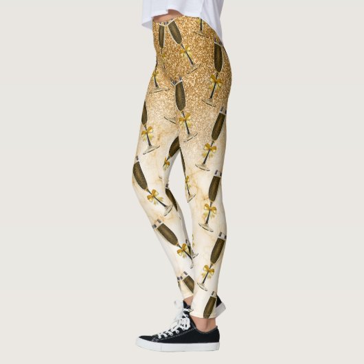 Champagne nieuwjaarsfeestdag goudglitter leggings (Links)