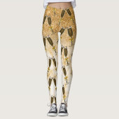 Champagne nieuwjaarsfeestdag goudglitter leggings (Voorkant)
