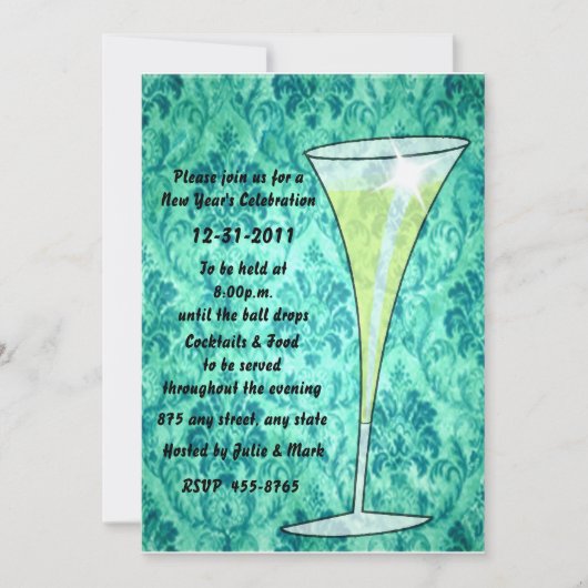 Champagne Nieuwjaarsuitnodiging Kaart (Voorkant)