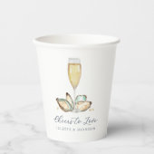 Champagne & Oesters "Proost op de Liefde" Papieren Bekers (Voorkant)