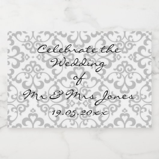 Champagne (of wijn) Etiketten voor flesjes - wit e (Enkel label)