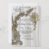 Champagne of zilver Zijde en zwarte kant Kaart (Voorkant)