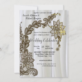 Champagne of zilver Zijde en zwarte kant Kaart