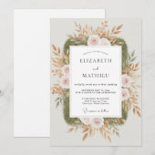 Champagne Olijf Bladerige Bruiloft Kaart (Voorkant / Achterkant)