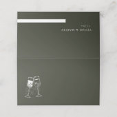 Champagne Olijfhout Groen Blank Trouwen Plaatskaartje (Buitenkant ongevouwen)