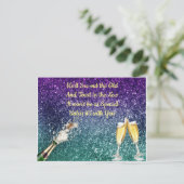 Champagne, ombre glitter, Nieuwjaarsuitnodiging Feestdagenkaart (Staand voorkant)