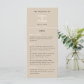 Champagne Omgekeerde Ampersand Bruiloft | Elegant Menu (Staand voorkant)