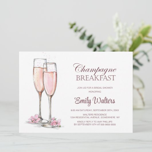 Champagne Ontbijt Vrijgezellenfeest Kaart (Staand voorkant)