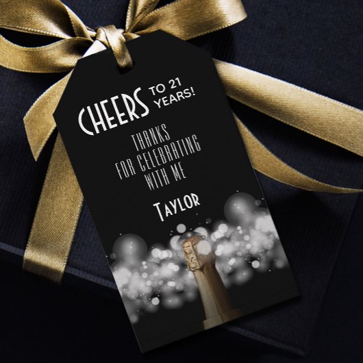 Champagne op Black Party Favor Cadeaulabel