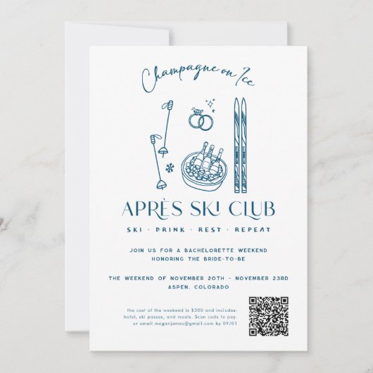 Champagne op het ijs | Après Ski Winter Bacheloret Kaart (Voorkant)