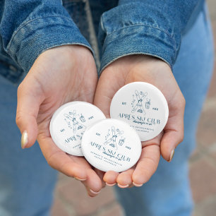 Champagne op het ijs   Après Ski Winter Bacheloret Ronde Button 5,7 Cm