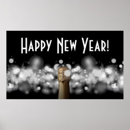 Champagne op Poster van de Black & White Bokeh Par