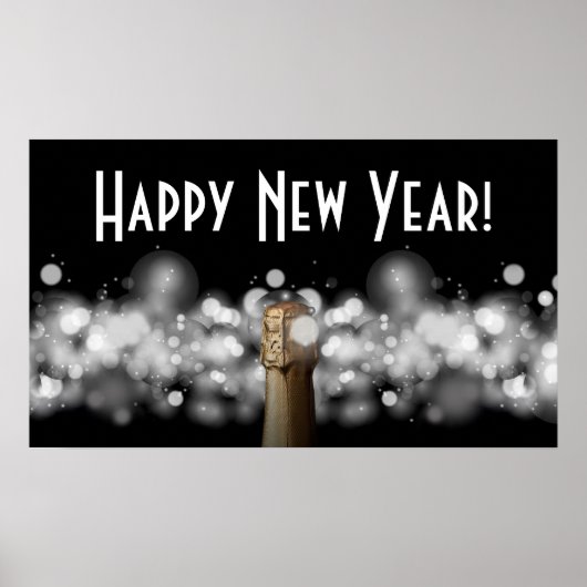 Champagne op Poster van de Black & White Bokeh Par (Voorkant)
