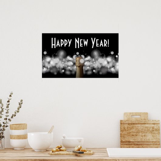 Champagne op Poster van de Black & White Bokeh Par (Keuken)