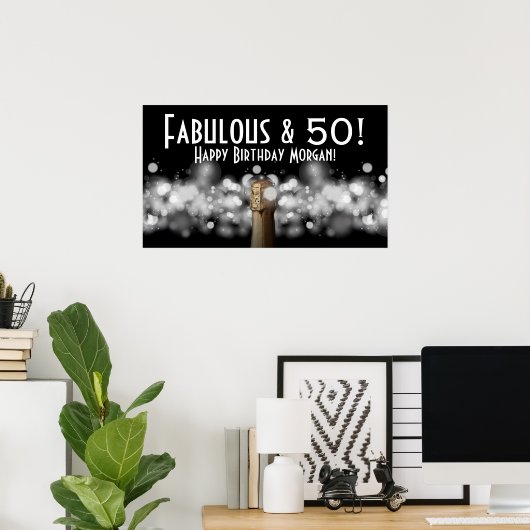 Champagne op Poster van de Black & White Bokeh Par (Thuiskantoor)