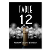 Champagne op zwarte en witte bakketnummer kaart (Achterkant)