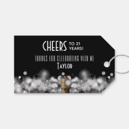 Champagne op Zwarte Feest Favor  Cadeaulabel