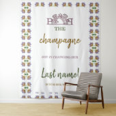 Champagne-openende bruids-shower met nieuwe achter wandkleed (In situ)