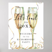 Champagne Oudejaarsavond Party Welkomstbord Poster (Voorkant)