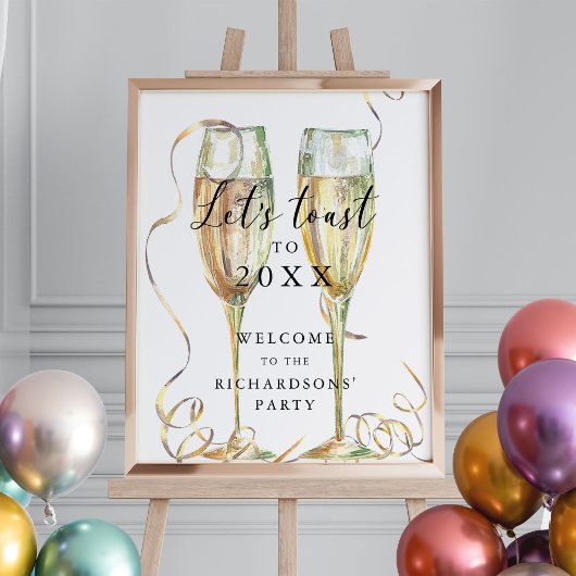 Champagne Oudejaarsavond Party Welkomstbord Poster
