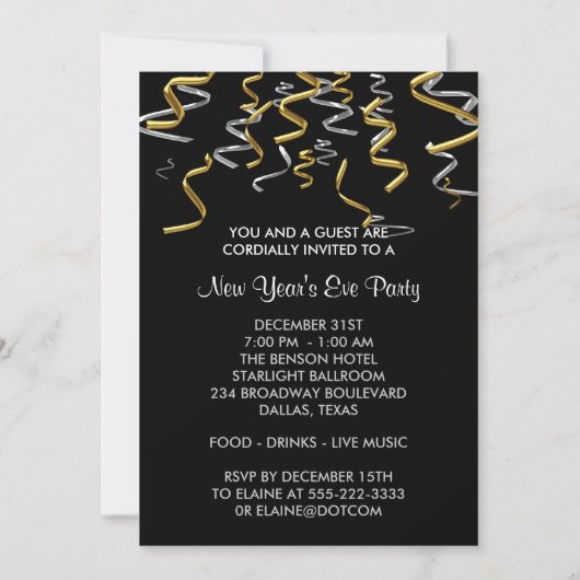 Champagne Oudejaarsavond Uitnodigingen (Achterkant)