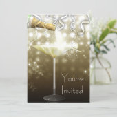 Champagne Oudejaarsavond Uitnodigingen (Staand voorkant)