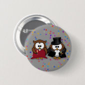 champagne owls ronde button 5,7 cm (Voorkant /achterkant)